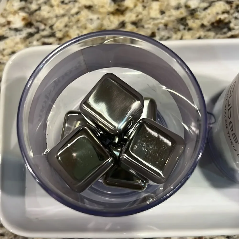Brookstone metal n’ice cubes for drinks 6 cubes per container stainless steel